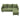 Green L-shaped corner sofa with chaise, three back cushions, isolated on white background.