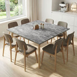 Marble-look self-adhesive vinyl floor tile in gray stone pattern, square cut