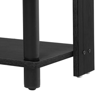 Black shoe rack leg and shelf support detail with mounting screws