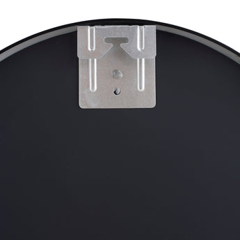 Wall-mount bracket and screws for oval bathroom mirror, shown from the back