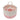 Pink cotton woven laundry hamper with white handles and interior lining, 40 cm wide