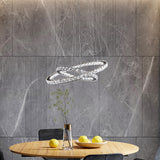 Crystal LED pendant lamp, double ring design with hanging wires