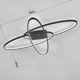 90cm x 60cm LED ceiling light with black interlocking rings, cool white glow