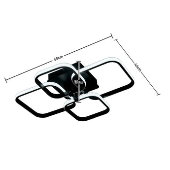 Ceiling light dimensions: 60cm wide, 46cm long, 10cm height; square LED layout