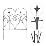 Metal decorative garden fence panel with arched top scrollwork and spear finials, black finish