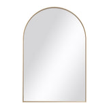Arch-shaped wall mirror with gold metal frame and smooth arched edge