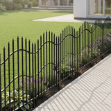 5-pack black metal decorative garden fence panels with pointed finials