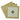 Peel-and-stick floor tiles set with gold border, cream marble pattern, black diamond inset