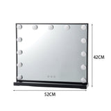 Rectangle LED makeup vanity mirror front view with round bulbs and control buttons