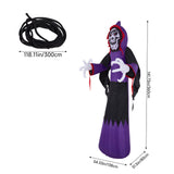 Black and purple hooded skeleton costume robe with glowing chest graphic and white hands