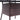 Brown woven outdoor table corner post detail with center parasol hole