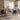 Set of 2 modern upholstered dining chairs, blue upholstery and angled wooden legs