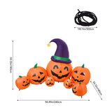 Inflatable jack-o'-lantern Halloween set with purple witch hat and orange pumpkins