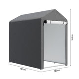 4x6ft outdoor storage shed: gray/white cover with dimensions 181×120×162cm