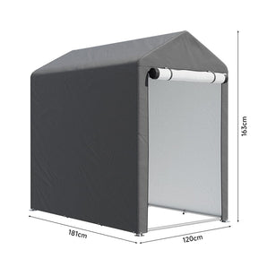4x6ft outdoor storage shed: gray/white cover with dimensions 181×120×162cm
