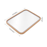 Wall-mounted LED vanity mirror, rounded square wood frame, 31.5 in x 23.8 in size
