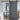 Black sliding barn door hardware kit with overhead rail and top roller hangers, mounted