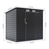 Black outdoor storage shed dimensions diagram, 191.2cm W x 166.2cm H