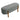 Grey upholstered bench with curved ends and light wood legs