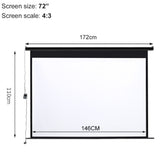 72-inch electric projector screen, 4:3, 172cm width and 110cm height