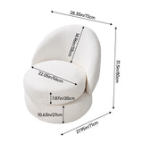 White sherpa swivel accent chair dimensions, rounded seat and back height