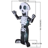 Inflatable skeleton Halloween decoration with cartoon skull head and posed arms