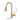 Gold-finish kitchen faucet shown with height and width dimension markers