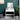 White makeup vanity with lit round-bulb mirror and open storage compartments