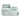 Mint green plastic desktop organizer with open compartments and two pull-out drawers