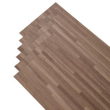 Interlocking-style wood-grain PVC plank piece, taupe-brown color