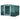 Dark green metal garden storage shed with sliding door and two roof vents
