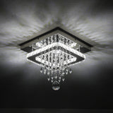 Square crystal flush-mount ceiling light with long hanging prisms