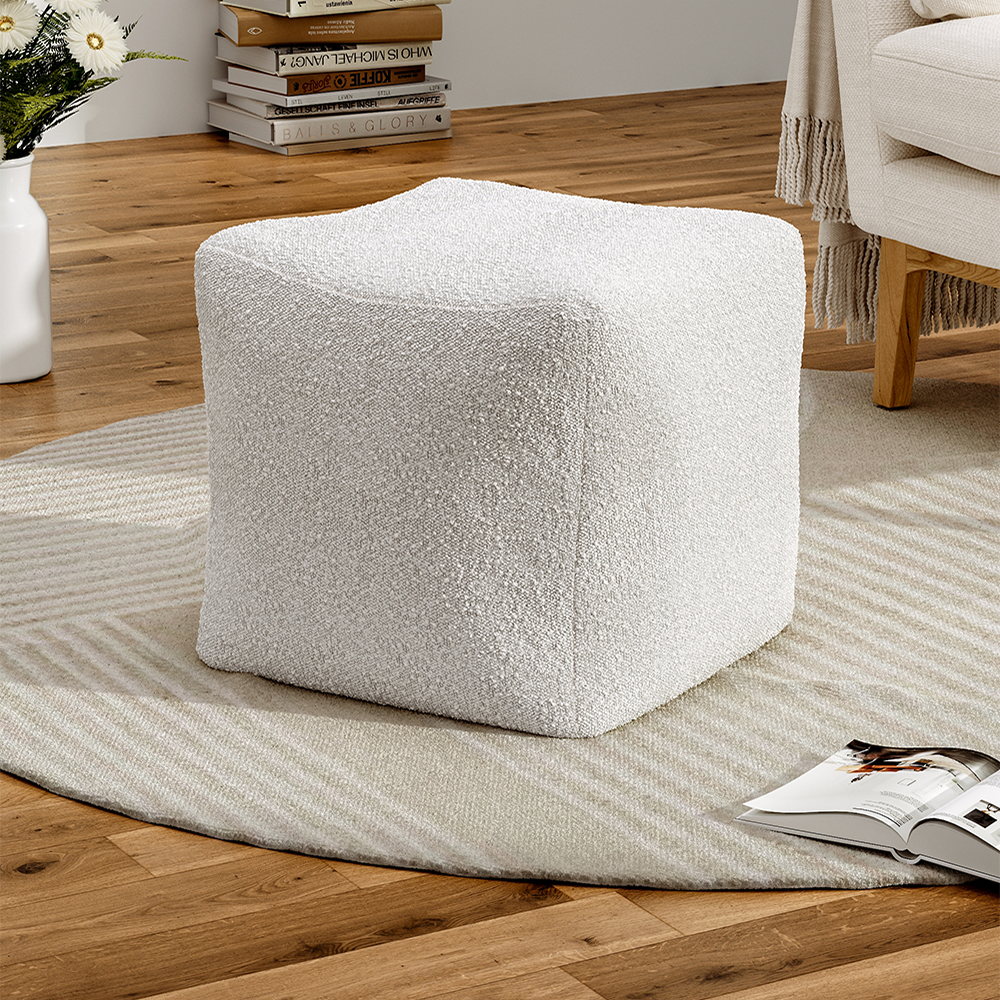 54.5cm Boucle Bean Bag Pouffe Soft Footstool