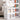 White collapsible storage organizer box, top lid opened, front doors with clear panels