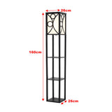 Black floor lamp dimensions: 160cm height, 26cm square base, 3 shelves