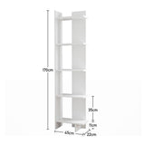 White corner rack dimensions: 170cm tall, 45cm wide, 22cm depth, 5 tiers