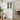 White tall glass-door cabinet with upper shelves and lower double doors, shown in a kitchen setup