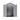 Plastic storage shed with double doors open, empty interior with two vertical compartments.