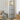 Chocolate floor lamp with 3 wood shelves, dark metal frame and decorative glass panels