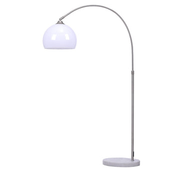 White dome LED lampshade with adjustable arch connector and metal bracket