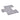 Stone-effect PVC flooring tiles, light gray textured pieces with interlocking shape