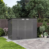 Gray 239.5cm outdoor storage shed with double doors and louvered side panels