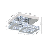 2-Tier Square Crystal ceiling light (24cm x 18cm), two crystal tiers, 8cm height