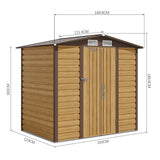 Tawny storage shed, 189.8cm, with double doors and vented roof panel