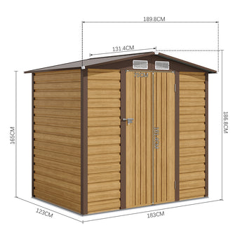 Tawny storage shed, 189.8cm, with double doors and vented roof panel