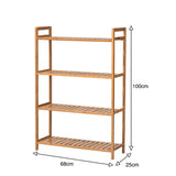 4-tier bamboo shelf dimensions 68cm W, 25cm D, 100cm H
