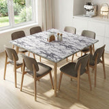 Marble effect peel-and-stick PVC flooring roll, white with gray veining