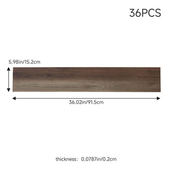 36Pcs wood-grain PVC plank tile size 36.02x5.98 in, 0.2 cm thick