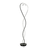 Schmale schwarze LED-Stehlampe mit Herz-spirale, Rundsockel und Leuchtringen