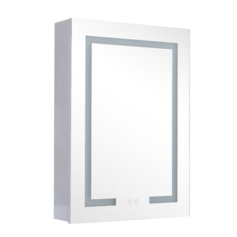White LED mirror cabinet with anti-fog glass and rectangular lighted frame